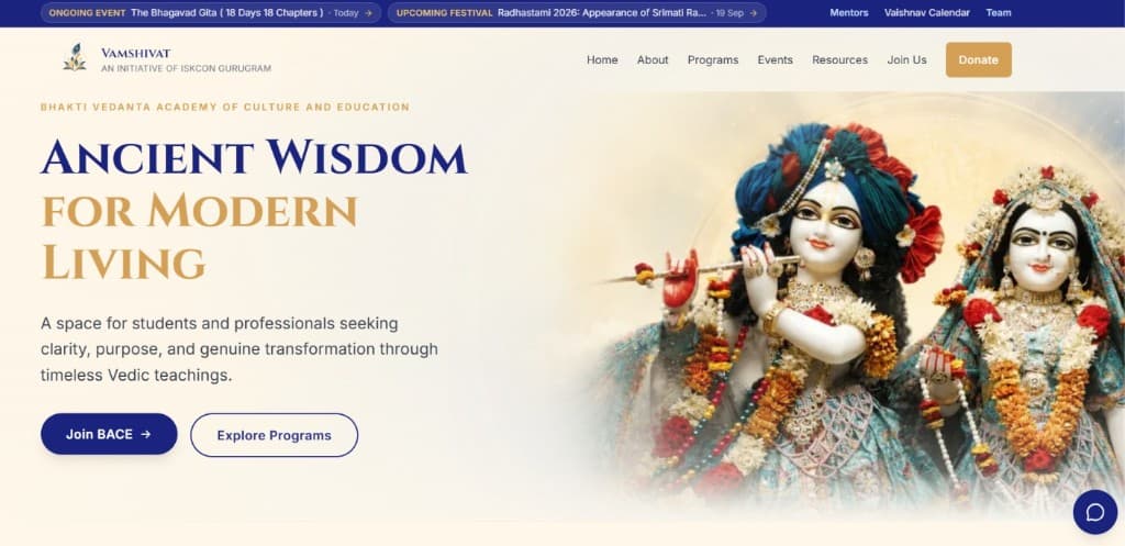Vamshivat BACE website preview